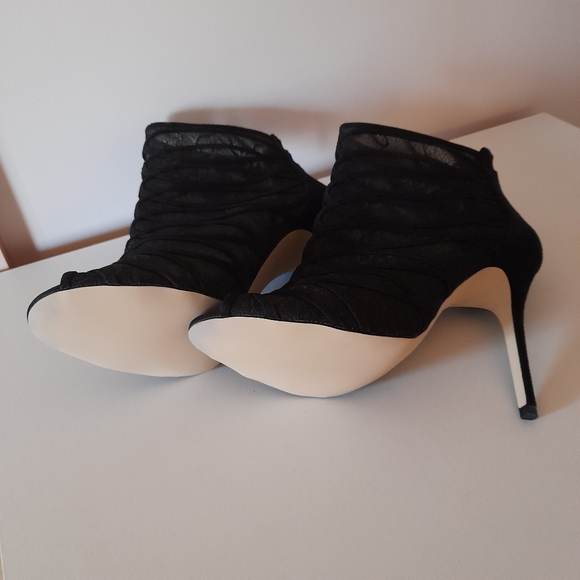 KAREN MILLEN Black Sheer Peep Toe Ankle Booties NWOT - Picture 12 of 14